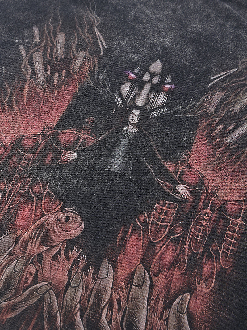 Anime - Streetwear - "END GAME" - Eren Vintage / Acid Washed Attack On Titan Anime Oversized T-Shirt - Alpha Weebs