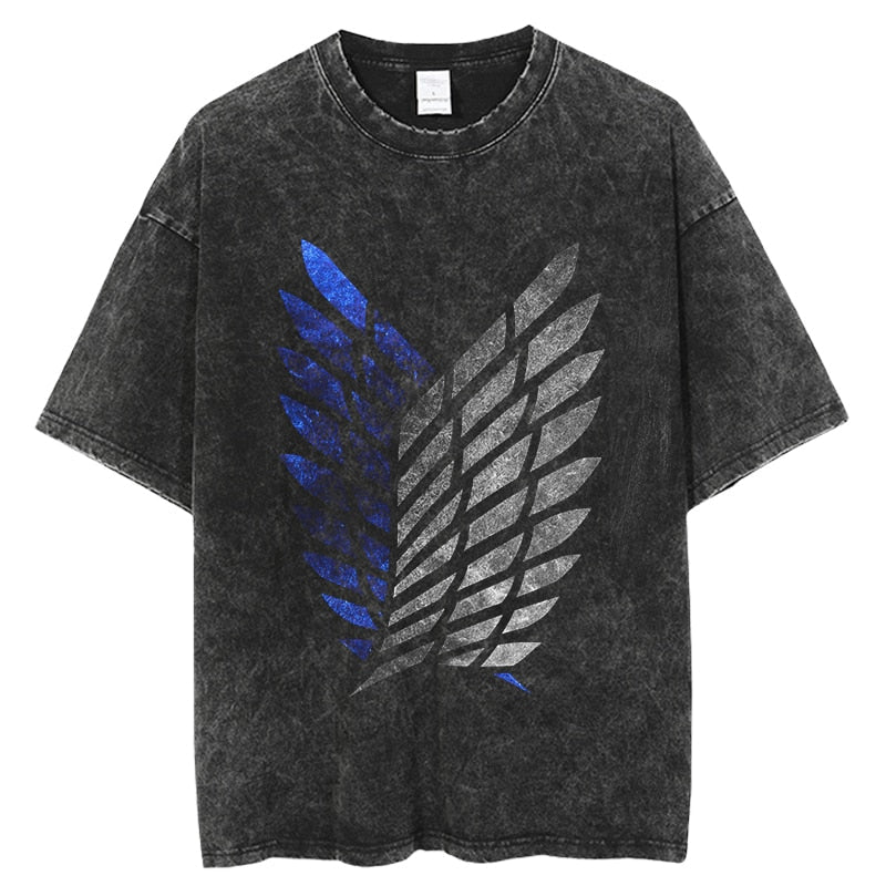 Anime - Streetwear - "LIBERATION" - Attack On Titan Anime Vintage / Acid Washed Oversized T-Shirt - Alpha Weebs