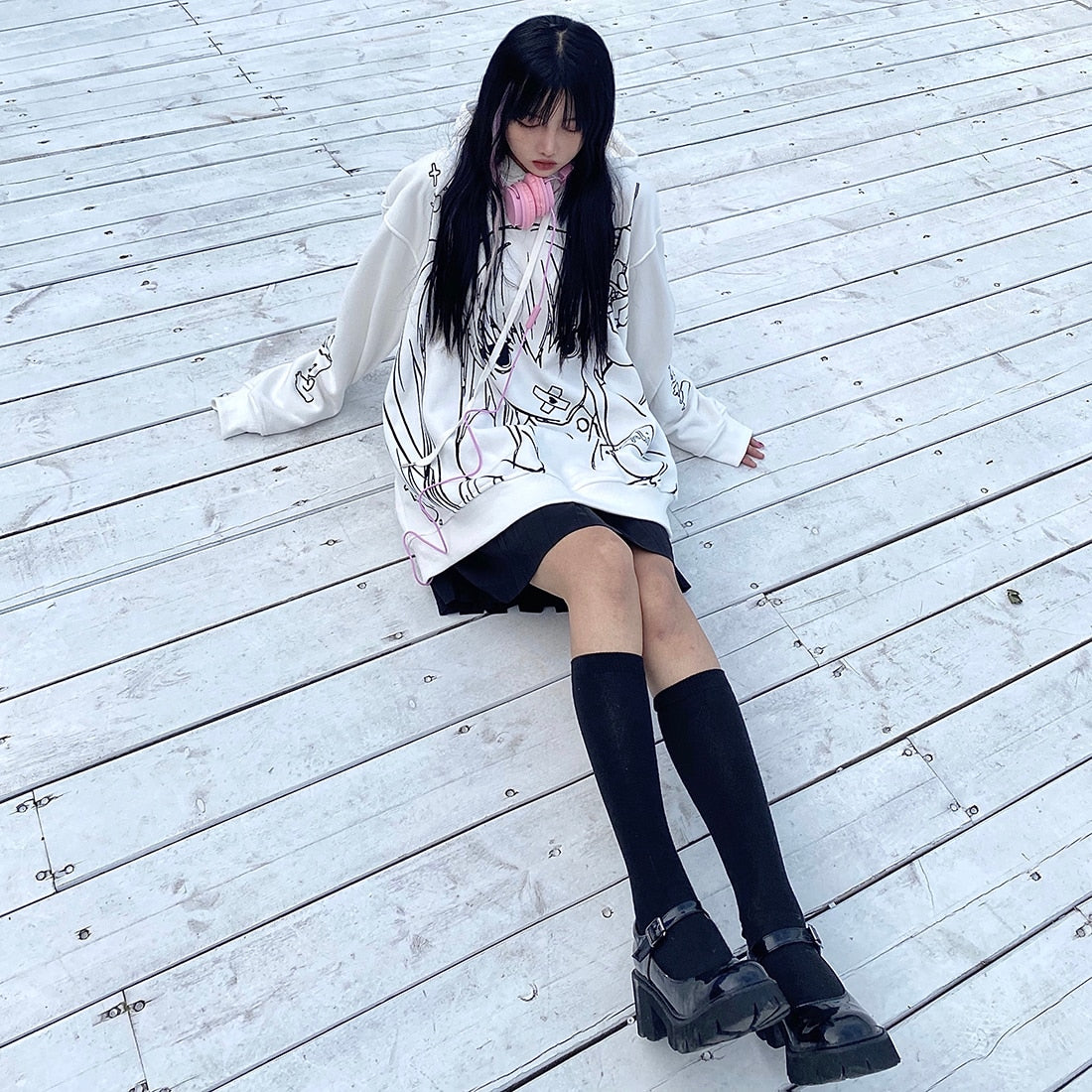 Anime - Streetwear - "LOVE BANDAGE" - Bentai Anime Hoodie | 2 Colors - Alpha Weebs