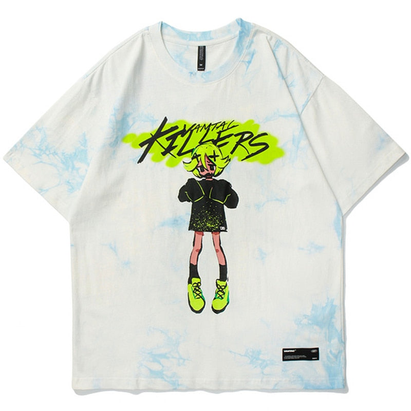 Anime - Streetwear - "NEO-TOXIN" - Anime Tie-Dye Oversized T-shirt | 2 Colors - Alpha Weebs